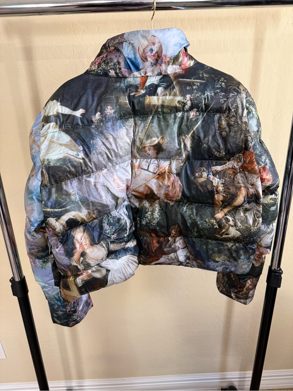Dolls Kill Multicolor Classical Art-Print Puffer Jacket - Picture 2 of 2